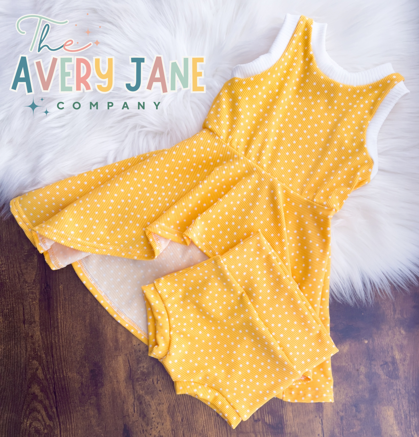 Yellow Dots Kelsey High/Low Peplum & Bummies