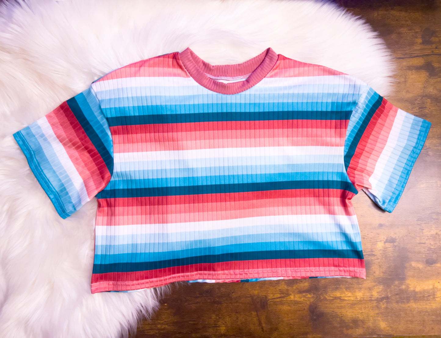 Retro Strips - Dallyn Modest Crop Tee