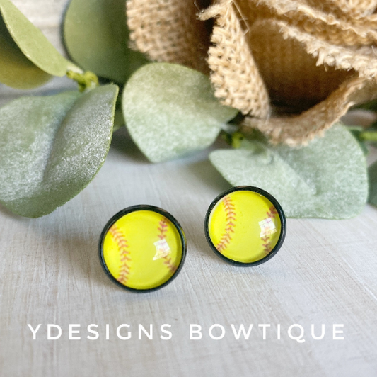 Softball Cabochon Earrings