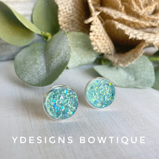 Aqua Faux Druzy Earrings