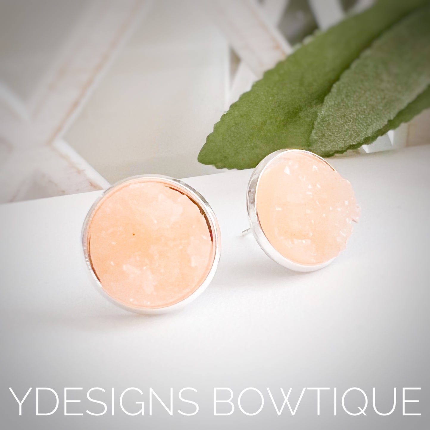 Apricot Faux Druzy Earrings