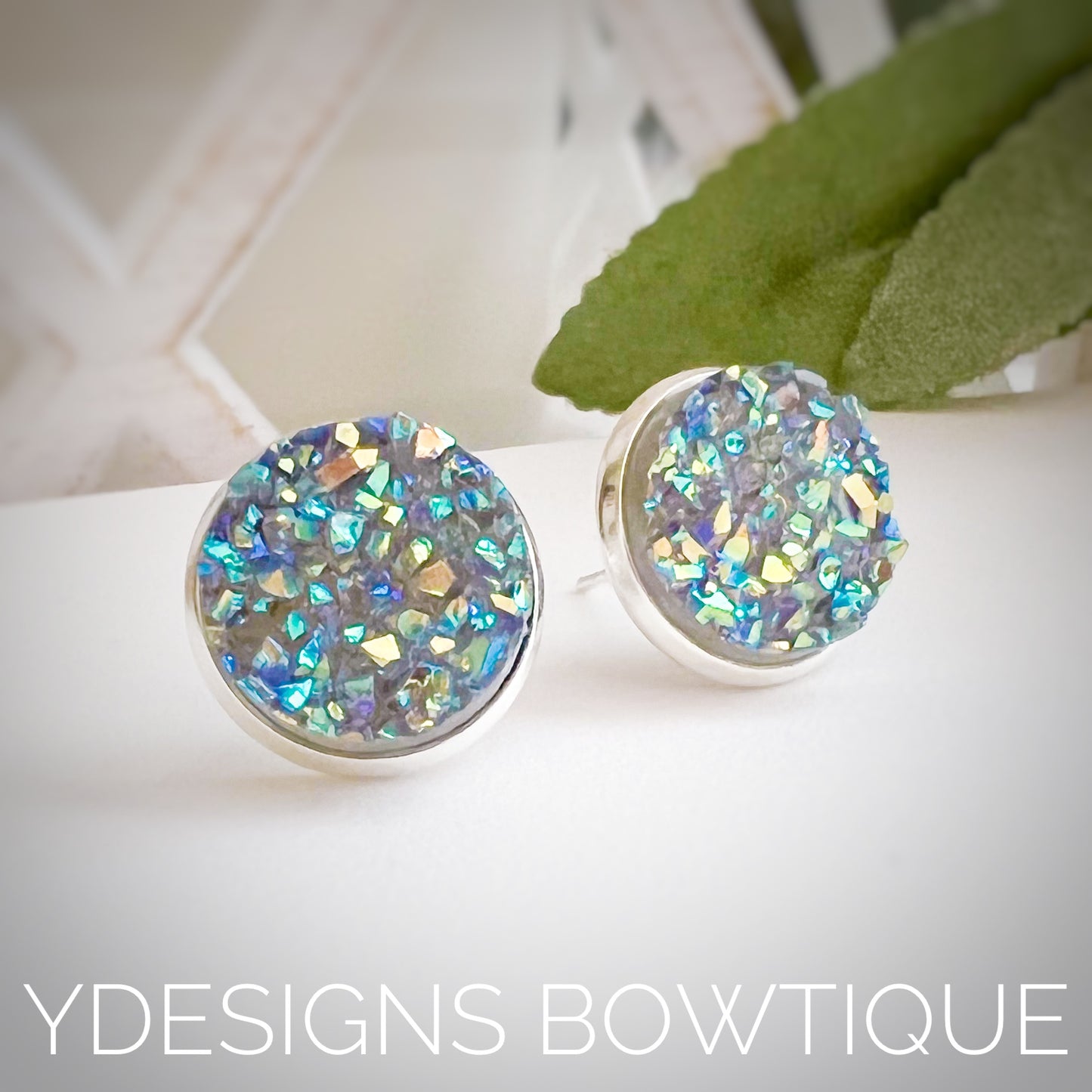 Gray Faux Druzy Earrings