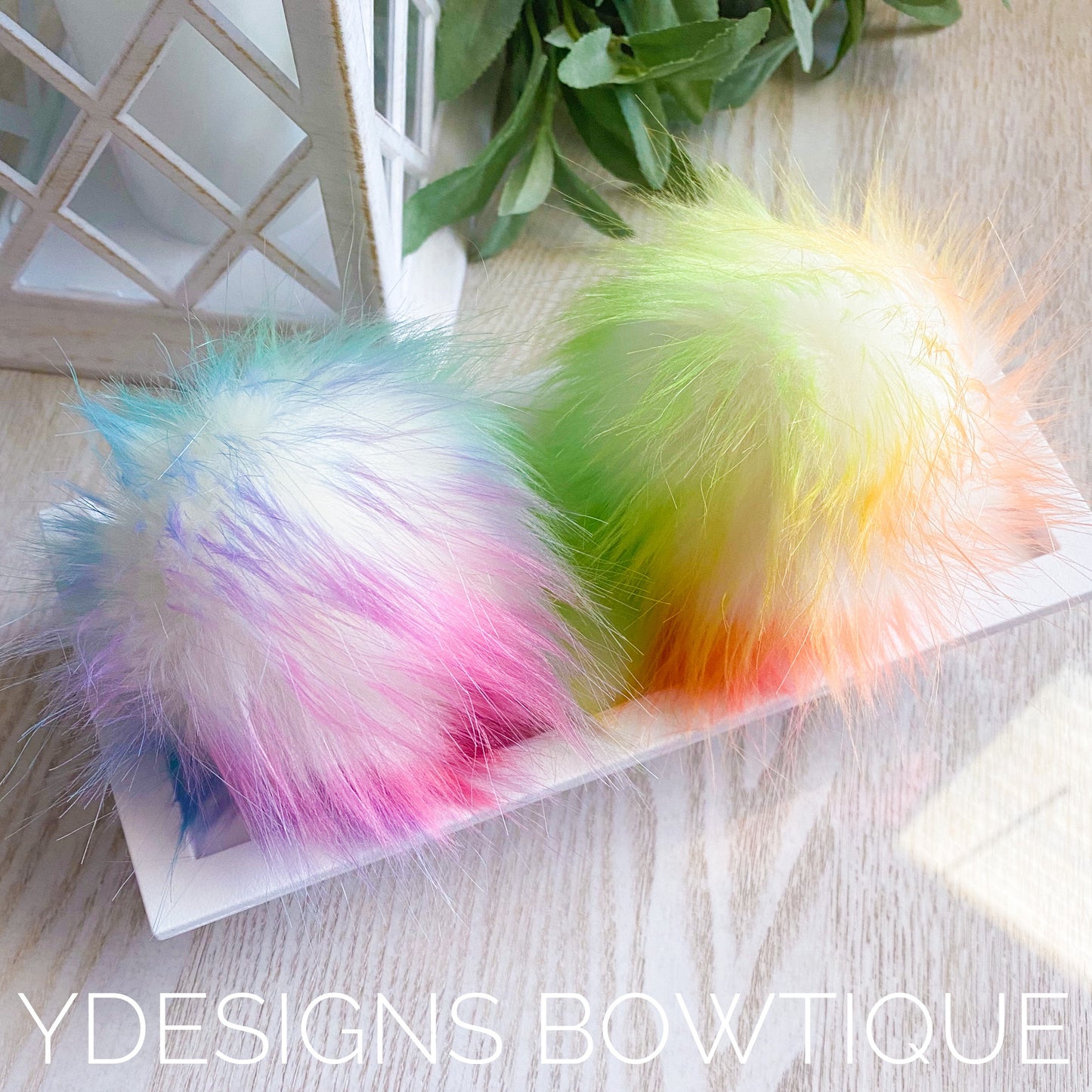 Rainbow White Pom Piggies