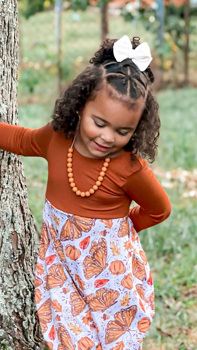 Fall Butterfly Magnolia Romper