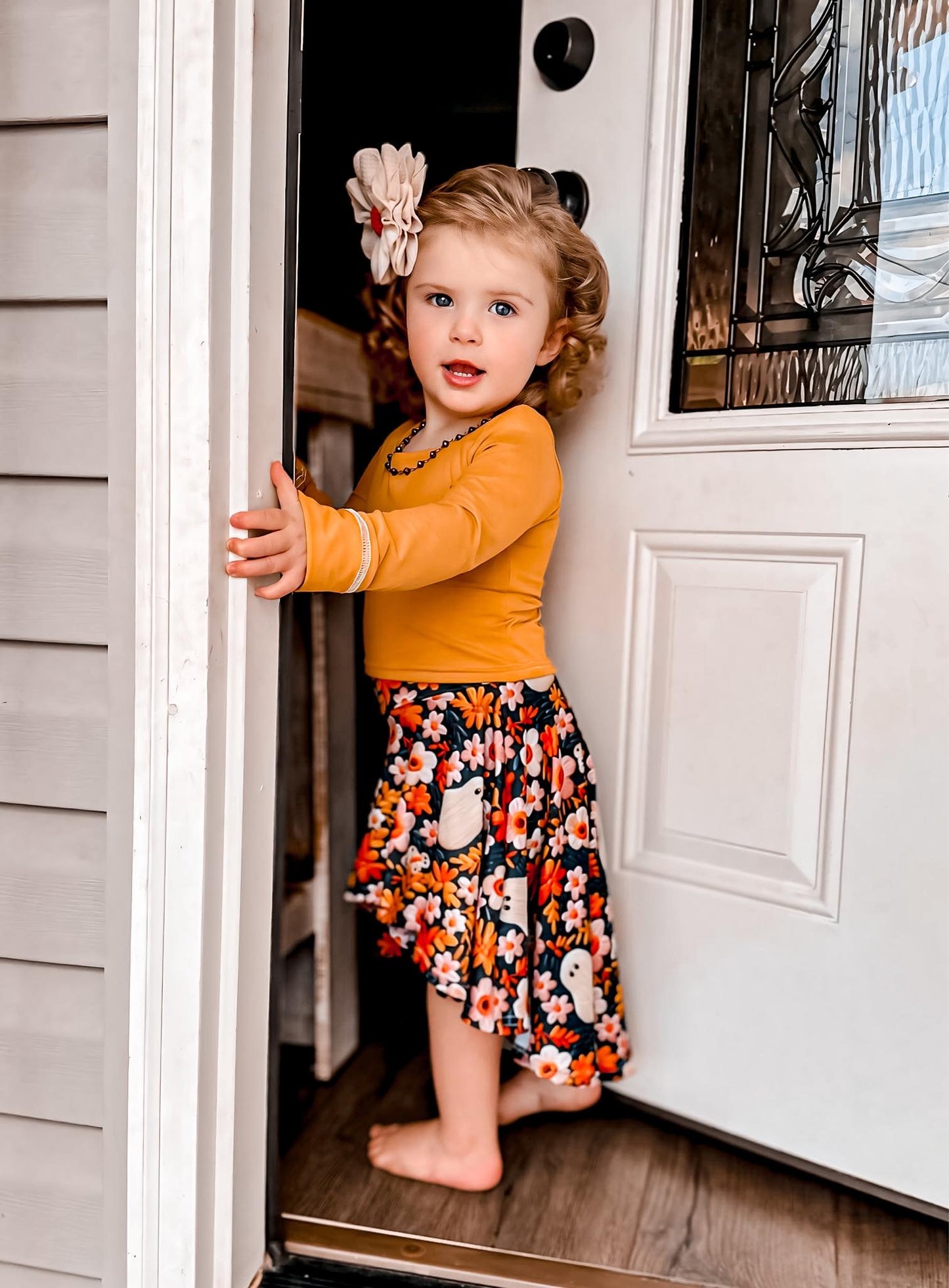 Floral Groovy Ghost Eloise* Top and HighLow Skirted Bummies