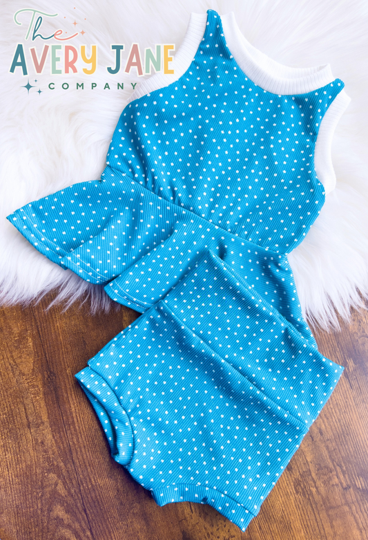 Blue Dots Kelsey Peplum & Bummies