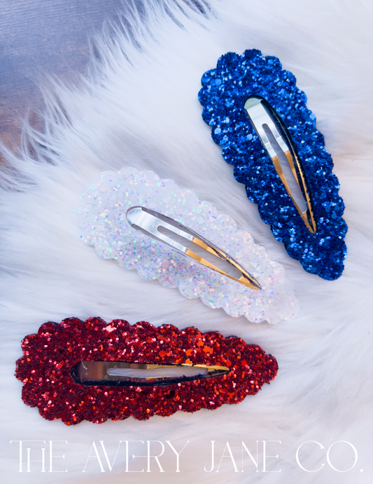 RWB Glitter Snap Clip Bundle
