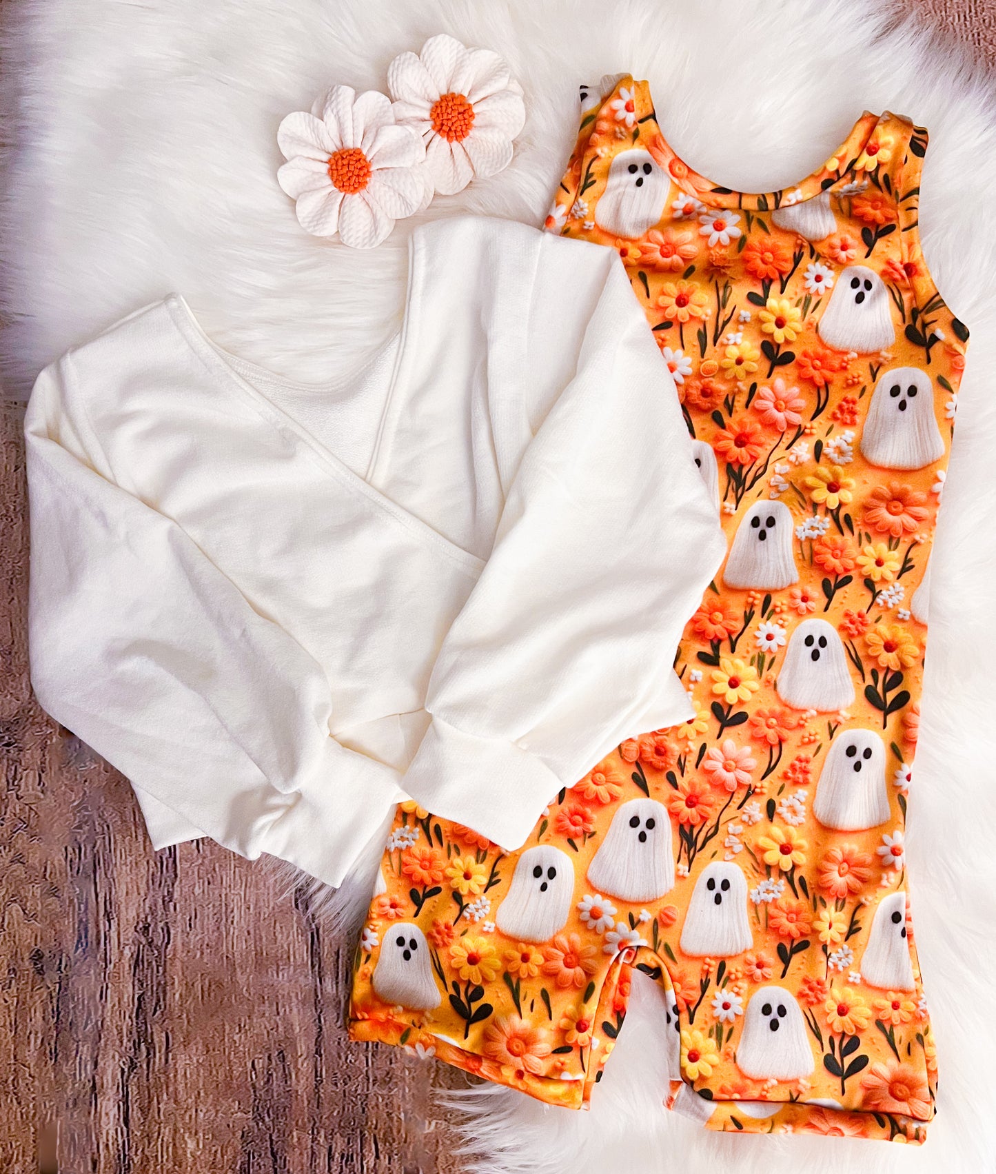 Orange Floral Ghost Clara Unitard & Sweater