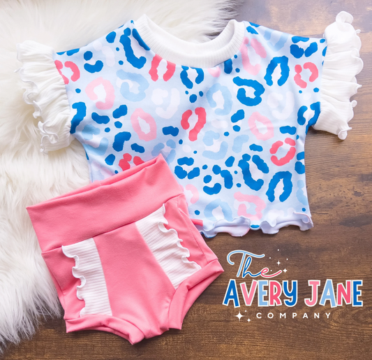 RWB Cheetah - Ruffle Sleeve Dolman & Ruffle Bummies