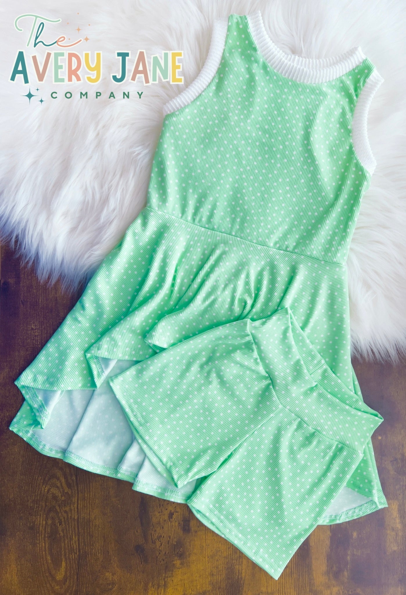Lime Green Dots Kelsey High/Low Peplum & Sport Shorts