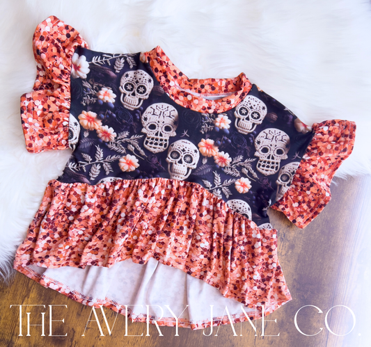 Sequins Floral Skulls - 4T