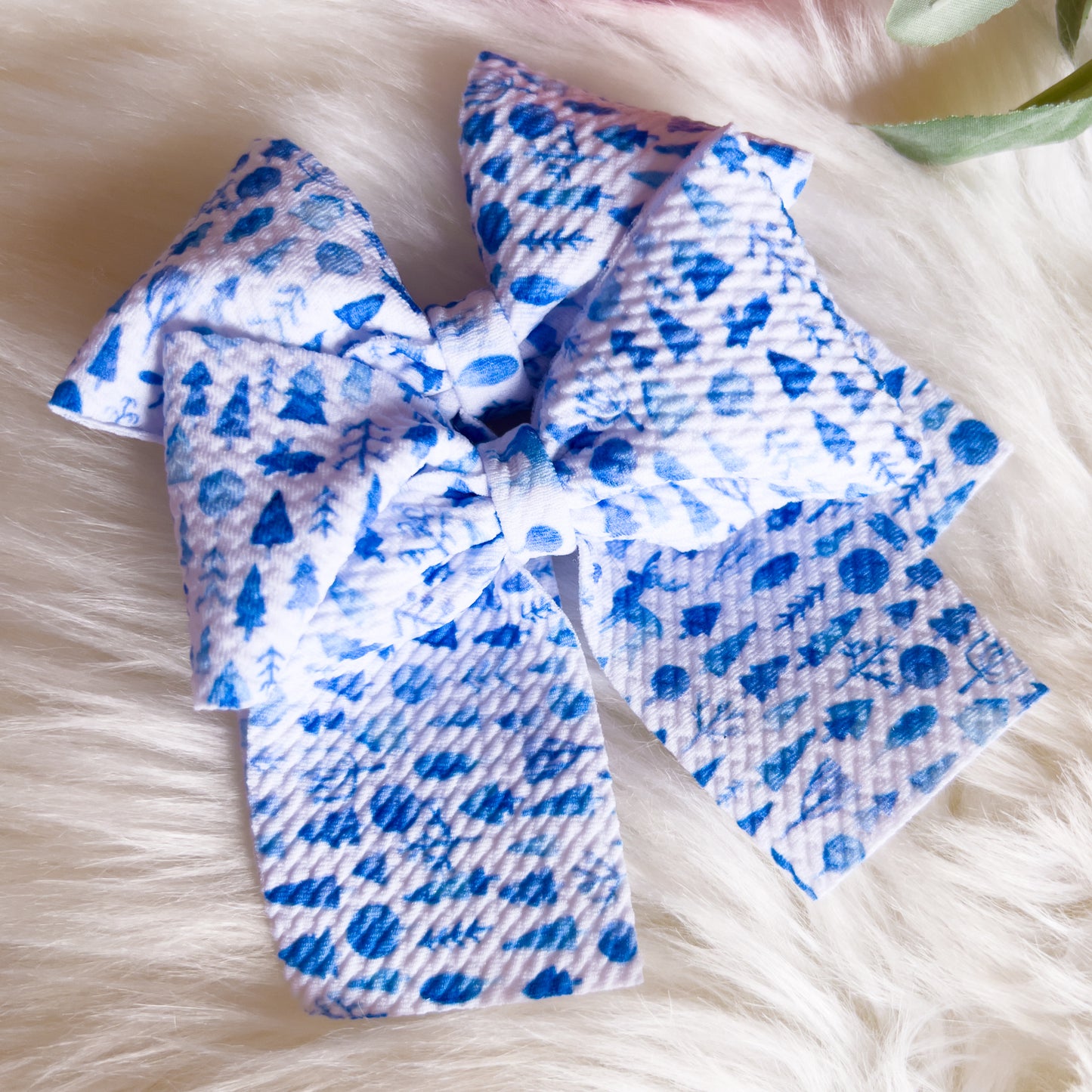 4” Blue Christmas Petite Bow - RTS