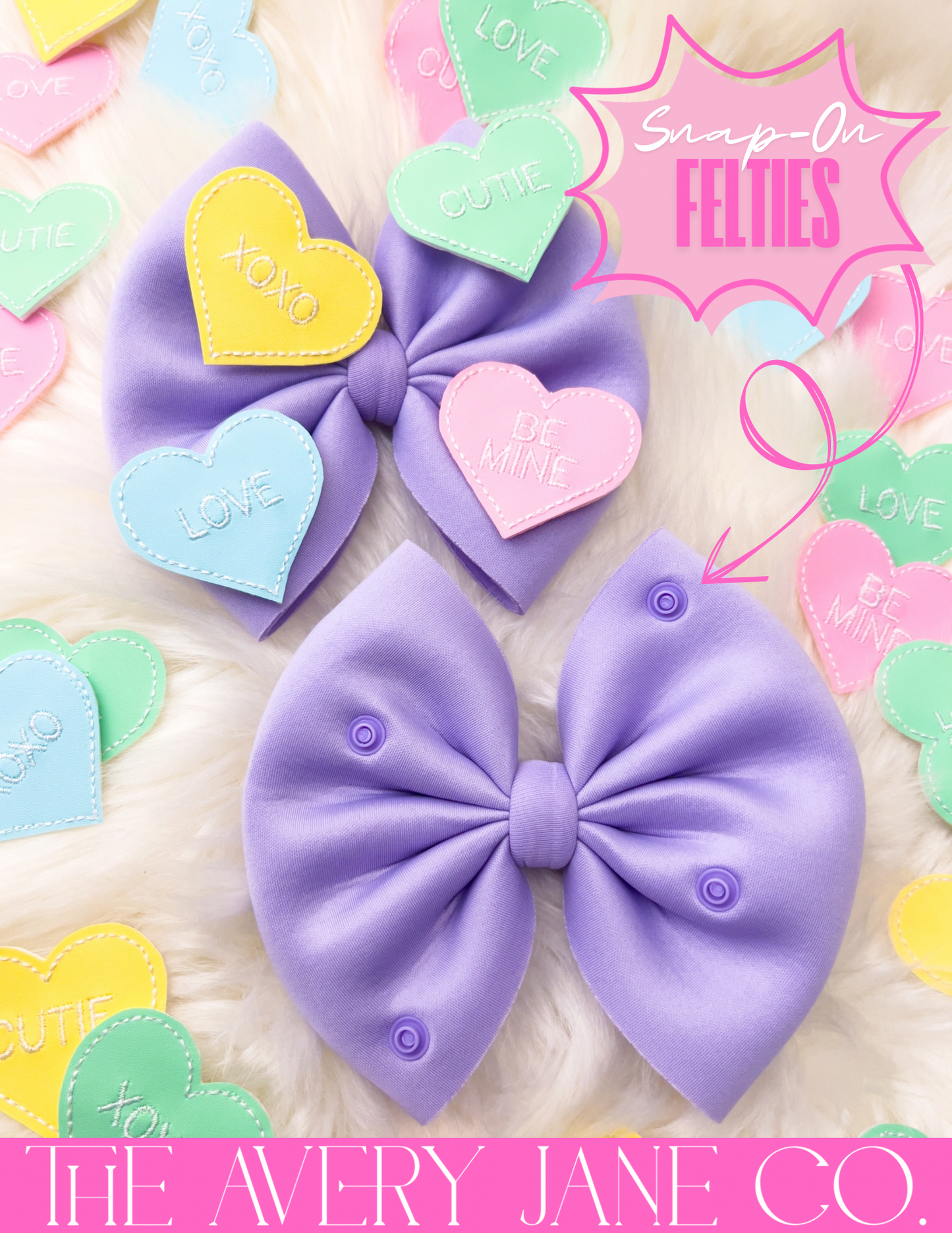 Conversation Hearts Snap Bow