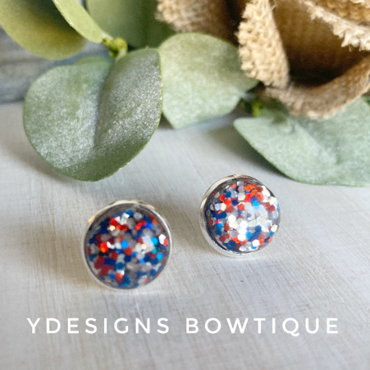 Patriotic Confetti Cabochon Earrings