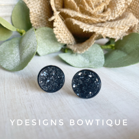 GunMetal Faux Druzy Earrings