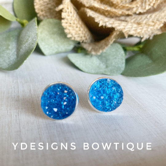 BlueBerry Faux Druzy Earrings