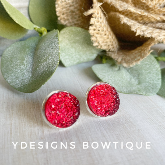 Ruby Faux Druzy Earrings