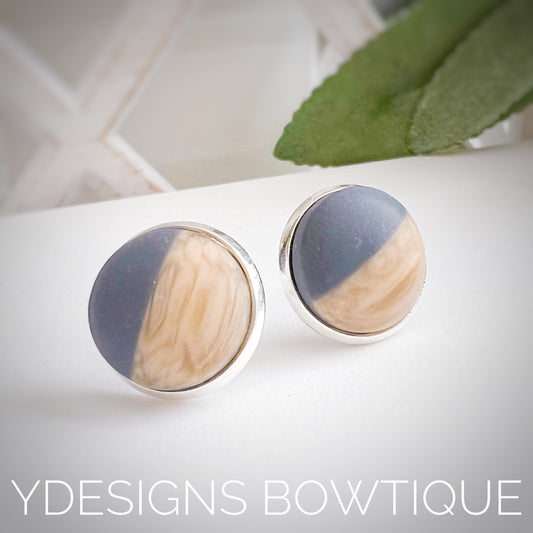 Steele Wood Grain Cabochon Earrings