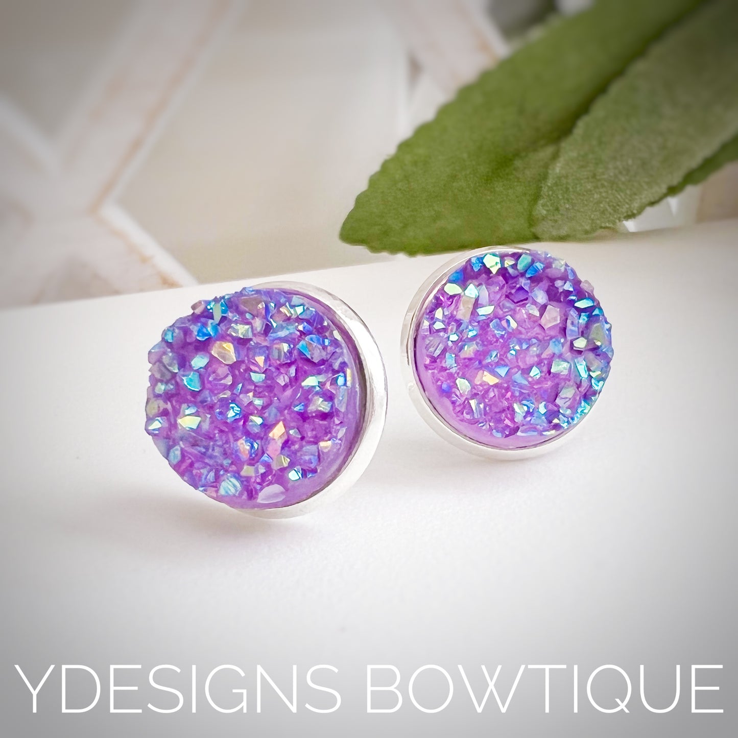 Lavender Faux Druzy Earrings