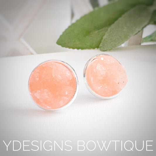 Peach Cream Faux Druzy Earrings