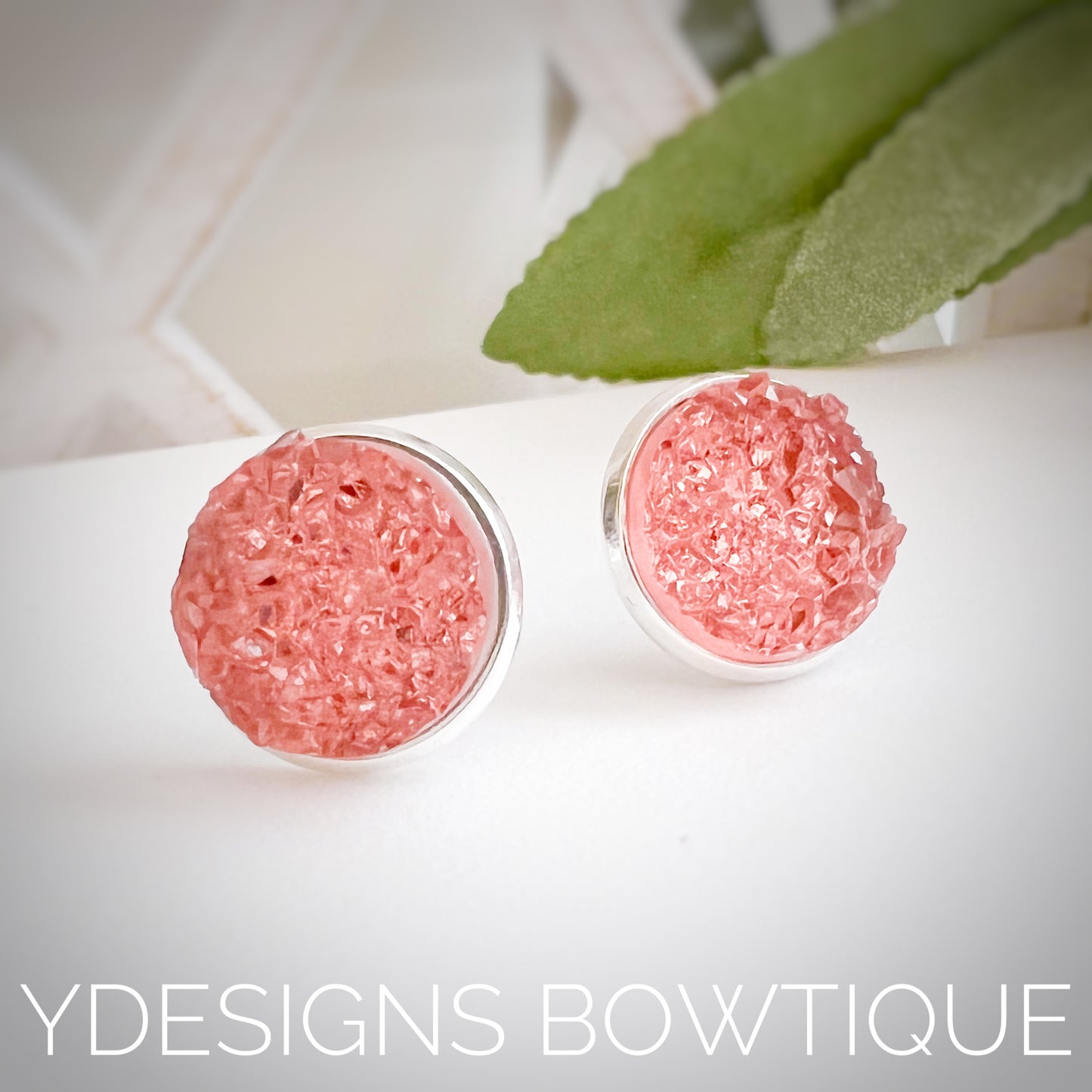 Salmon Faux Druzy Earrings