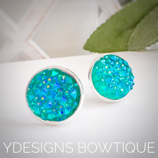 Turquoise Faux Druzy Earrings