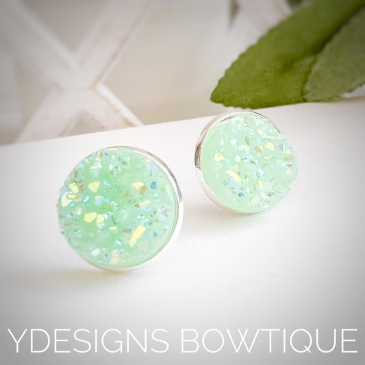 Mint Faux Druzy Earrings