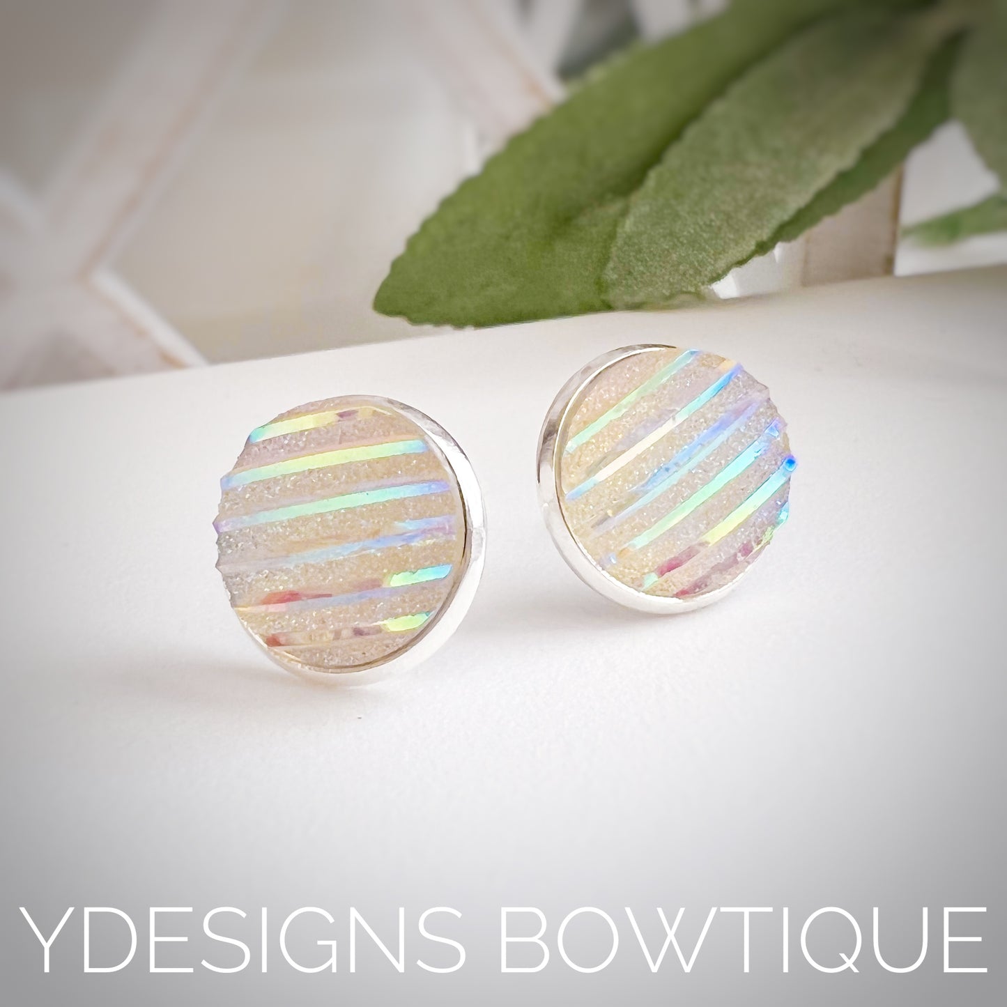 Mirror Striped Cabochon Earrings