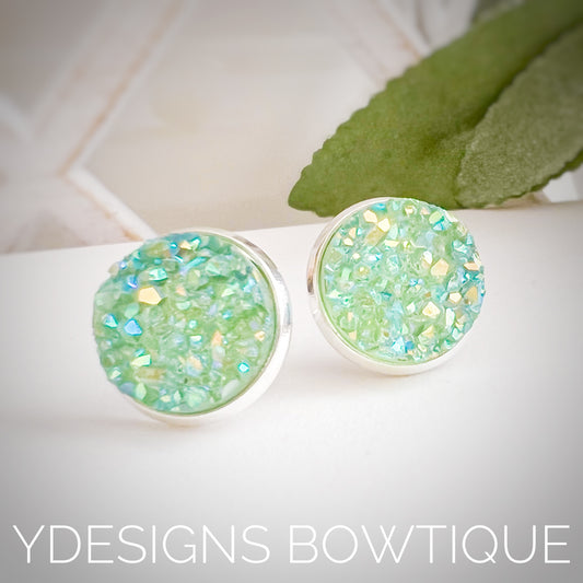 Crystal Mint Faux Druzy Earrings