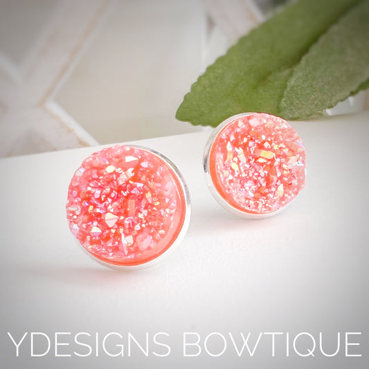 Melon Faux Druzy Earrings