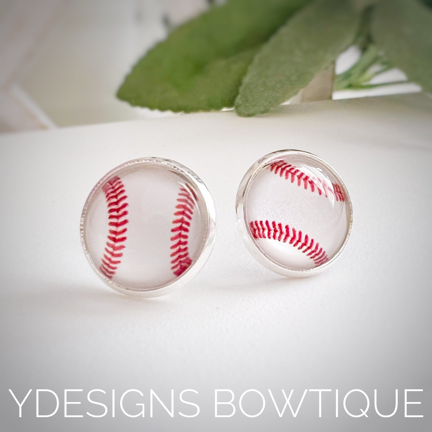 Baseball Cabochon Earrings