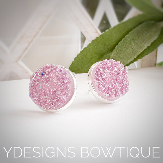 Glitter Lilac Faux Druzy Earrings