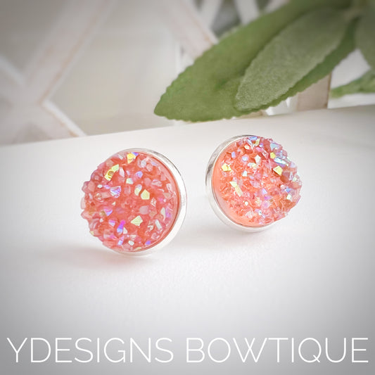 Grapefruit Faux Druzy Earrings