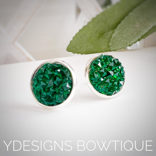 Emerald Faux Druzy Earrings