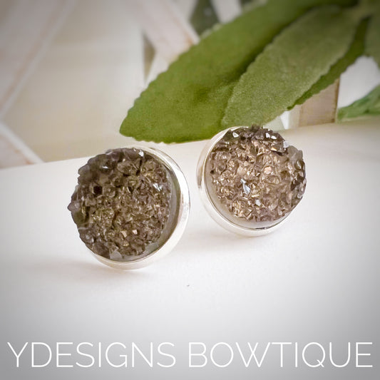 Gun Metal Faux Druzy Earrings