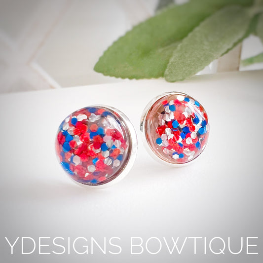 Confetti RWB Cabochon Earrings